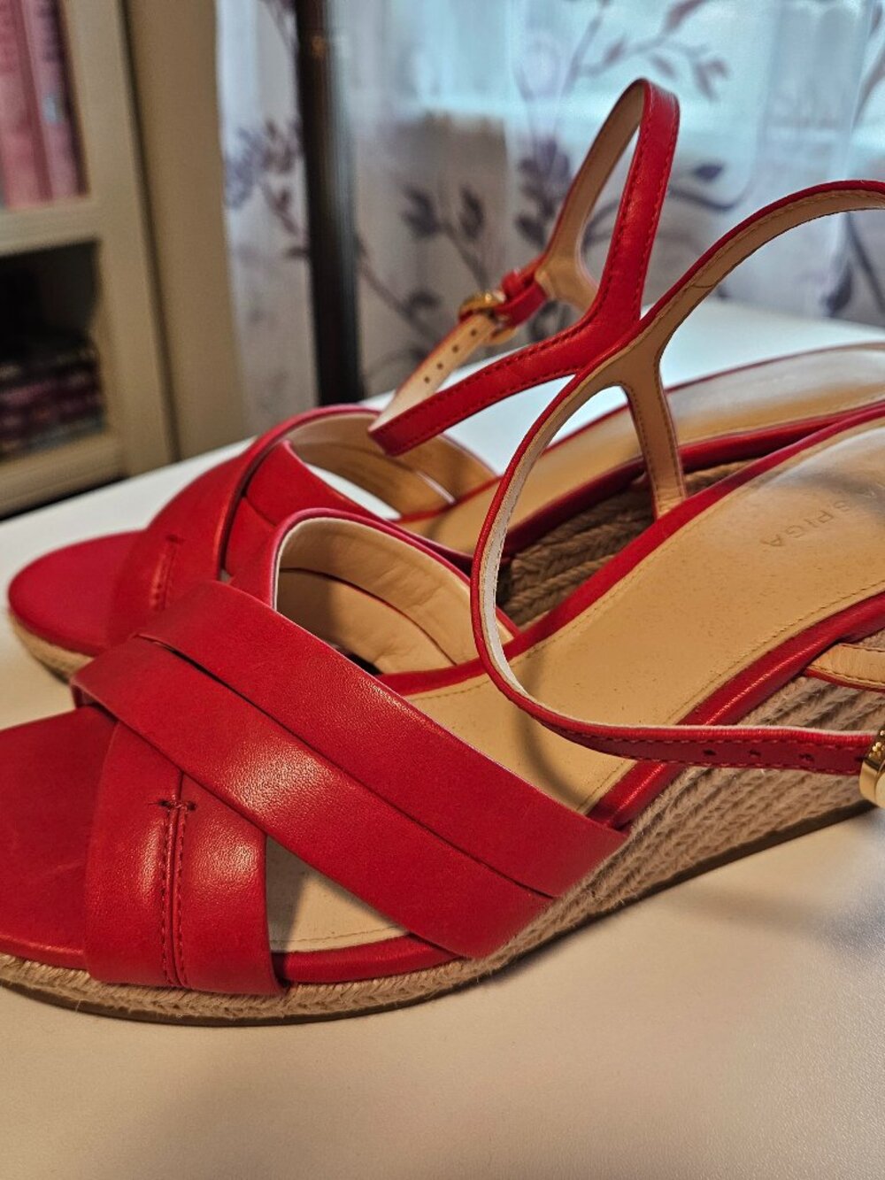 Via Spiga Red Leather Sandals, Size 8